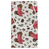 西女性のカーボーイクリスマスピンクとグリーン スモールペーパーバッグ (裏面)