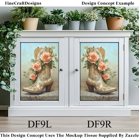 西女性のカーボーイファッションブートバラDF9Rデカップページ 薄葉紙