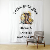 西女性のカーボーイブーツひまわり泡立つ国 タペストリー (インサイチュ)