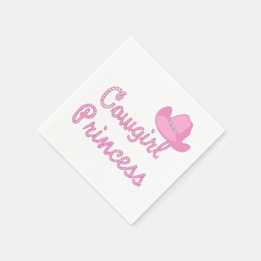 西女性のカーボーイプリンセスとピンクハットパーティー スタンダードカクテルナプキン (角)