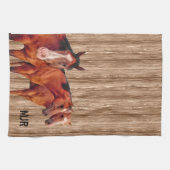 西女性のカーボーイモノグラムと馬 キッチンタオル (横)