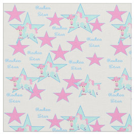 西女性のカーボーイロデオキッドと馬布 ファブリック