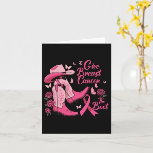 西女性のカーボーイ与え乳がんブートアワーン カード (黄色い花)