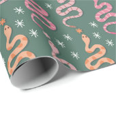 西女性のカーボーイ砂漠へび模様 ラッピングペーパー (ロールコーナー)