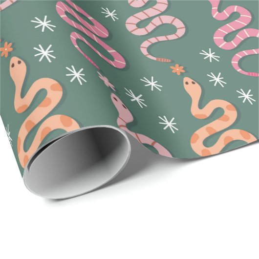 西女性のカーボーイ砂漠へび模様 ラッピングペーパー (ロールコーナー)