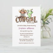 西女性のカーボーイ砂漠サボテン女の子の赤ちゃんシャワー 招待状 (スタンド正面)