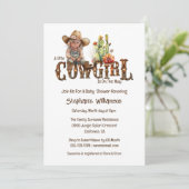 西女性のカーボーイ砂漠サボテン女の子の赤ちゃんシャワー 招待状 (スタンド正面)