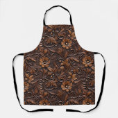 西女性のカーボーイ茶色の花 エプロン (正面)