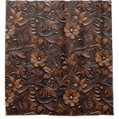 西女性のカーボーイ茶色の花 シャワーカーテン (正面)