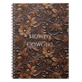 西女性のカーボーイ茶色の花 ノートブック (正面)