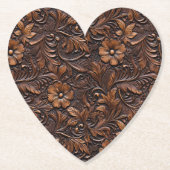 西女性のカーボーイ茶色の花 ペーパーコースター (正面)