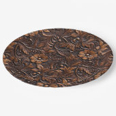 西女性のカーボーイ茶色の花 ペーパープレート (アングル)