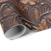 西女性のカーボーイ茶色の花 ラッピングペーパー (ロールコーナー)