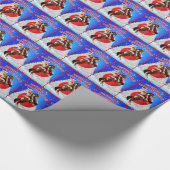 西女性のカーボーイ馬の冬のシーンメリークリスマス ラッピングペーパー (角)