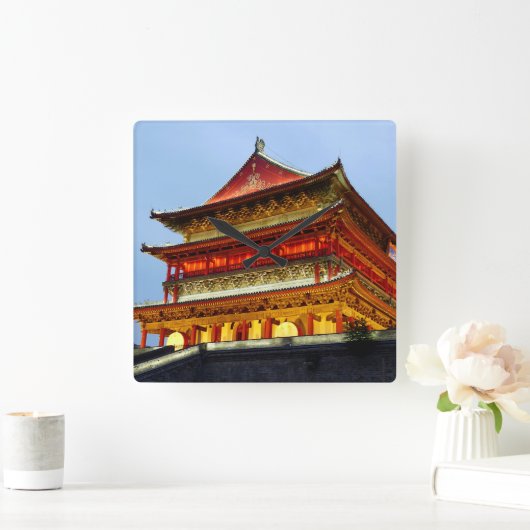 西安の鼓楼 スクエア壁時計 (ホーム)