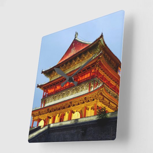 西安の鼓楼 スクエア壁時計 (傾斜)