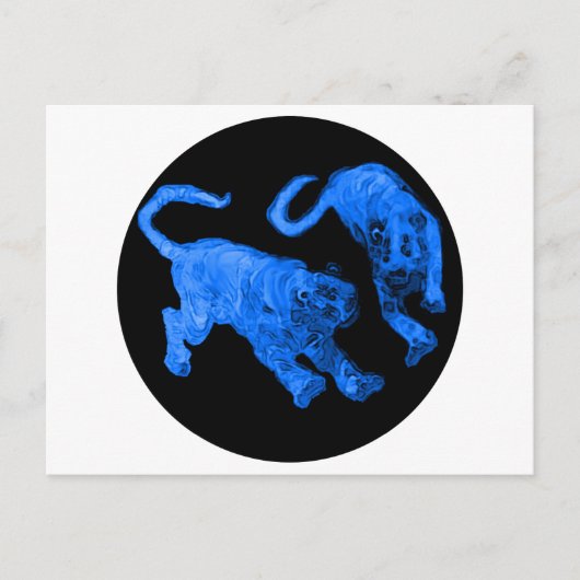 西安中国2002青いゴーストタイガー黒い円 ポストカード (正面)