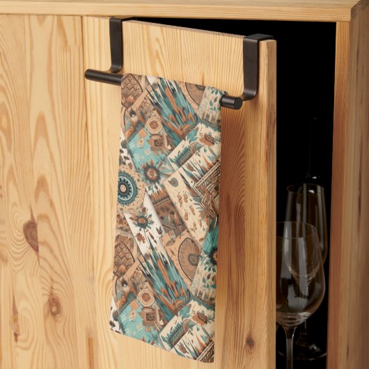 西房方タイル模様 キッチンタオル (三つ折り)