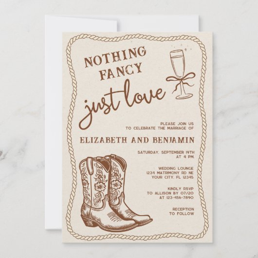 西手描き何ファンシーも愛結婚の 招待状 (正面)