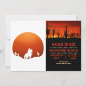 西日の夕暮れの風景を持つカウボーイ 招待状 (正面)