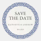 西日本の会派結婚式の日付またはカスタムの保存 ラウンドシール (正面)