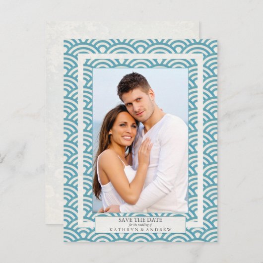 西日本の海波が日付写真を保存 案内ポストカード (正面/裏面)