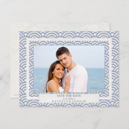 西日本の海波が日付写真を保存 案内ポストカード (正面/裏面)