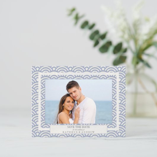 西日本の海波が日付写真を保存 案内ポストカード (スタンド正面)