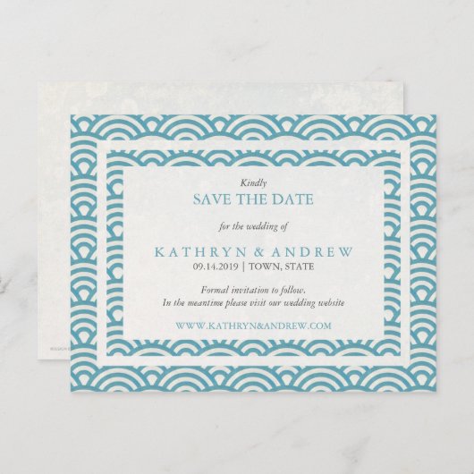 西日本の海波の日付を保存No Photo 案内ポストカード (正面/裏面)