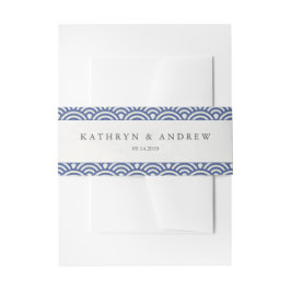 西日本の海波エレガントダークブルー+ホワイト 招待状ベリーバンド
