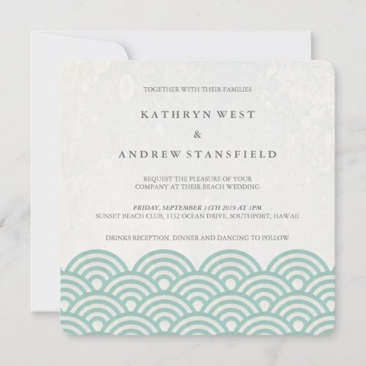 西日本の海波エレガントビーチ結婚式 招待状 (正面)