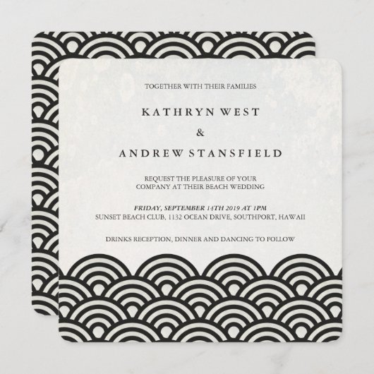 西日本の海波エレガントビーチ結婚式 招待状 (正面/裏面)