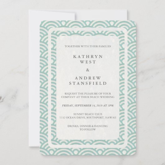 西日本の海波エレガントビーチ結婚式 招待状 (正面)