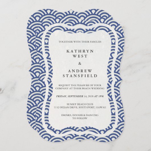 西日本の海波エレガントビーチ結婚式 招待状 (正面/裏面)
