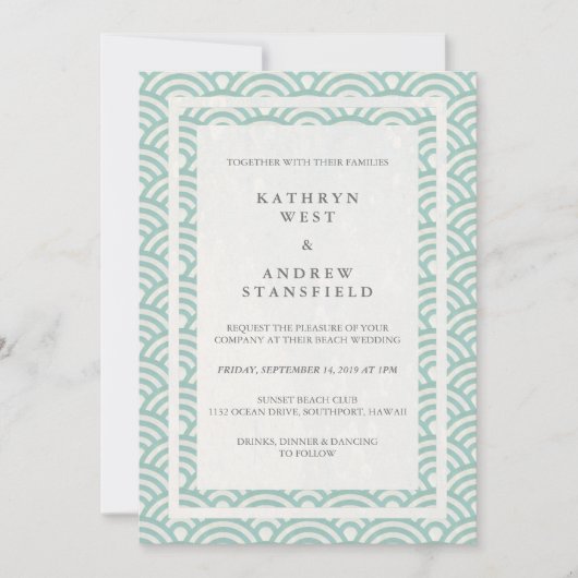 西日本の海波エレガントビーチ結婚式 招待状 (正面)