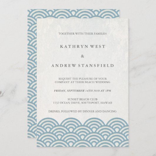 西日本の海波エレガントビーチ結婚式 招待状 (正面/裏面)