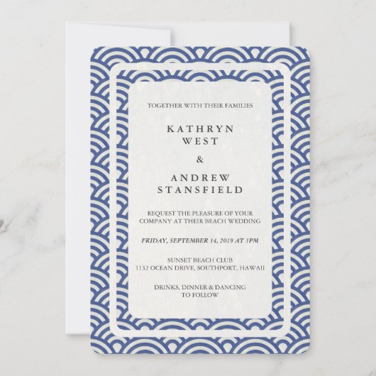 西日本の海波エレガントビーチ結婚式 招待状 (正面)