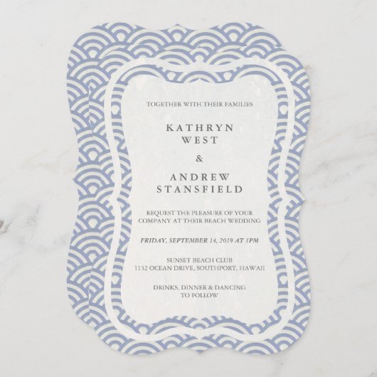 西日本の海波エレガントビーチ結婚式 招待状 (正面/裏面)