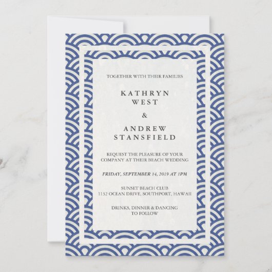 西日本の海波エレガントビーチ結婚式 招待状 (正面)