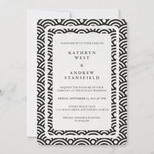 西日本の海波エレガントビーチ結婚式 招待状 (正面)