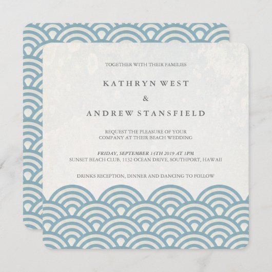 西日本の海波エレガントビーチ結婚式 招待状 (正面/裏面)