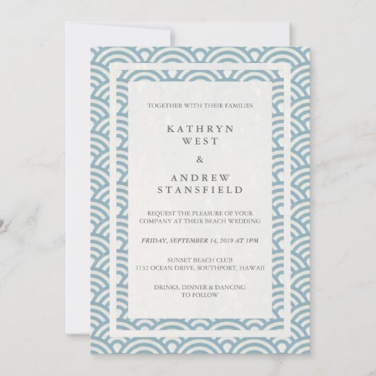 西日本の海波エレガントビーチ結婚式 招待状 (正面)