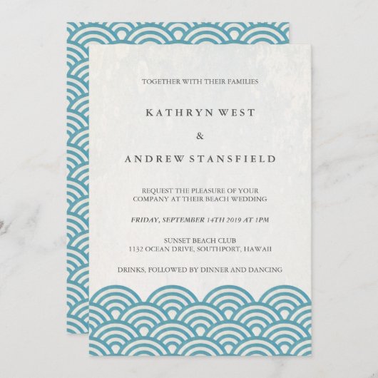 西日本の海波エレガントビーチ結婚式 招待状 (正面/裏面)