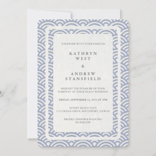 西日本の海波エレガントビーチ結婚式 招待状 (正面)