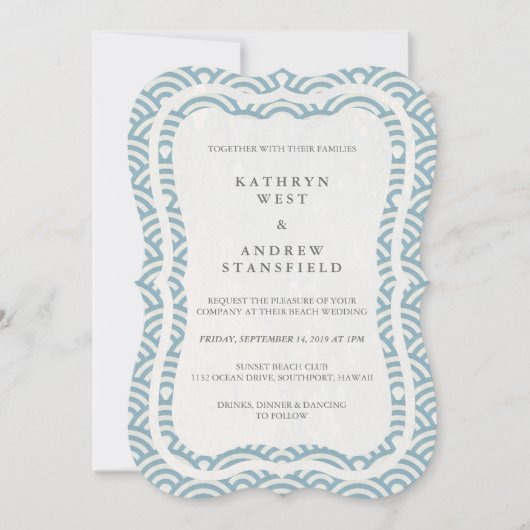 西日本の海波エレガントビーチ結婚式 招待状 (正面)