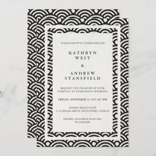 西日本の海波エレガントビーチ結婚式 招待状 (正面/裏面)