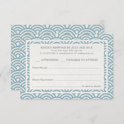 西日本の海波エレガントビーチ結婚式RSVP 出欠カード (正面/裏面)