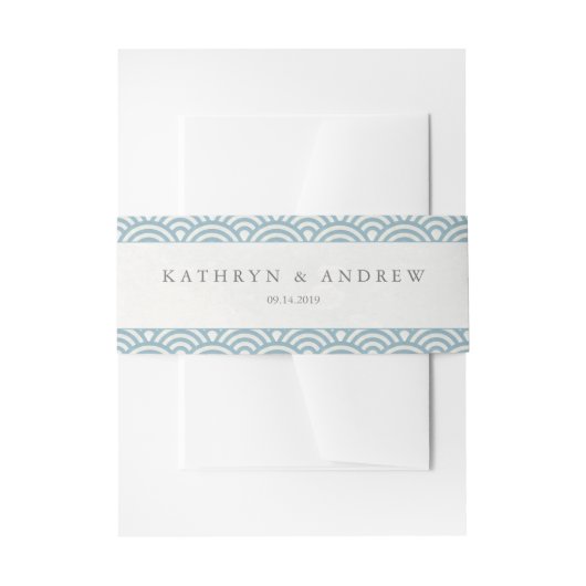 西日本の海波エレガント青+白 招待状ベリーバンド (正面例)