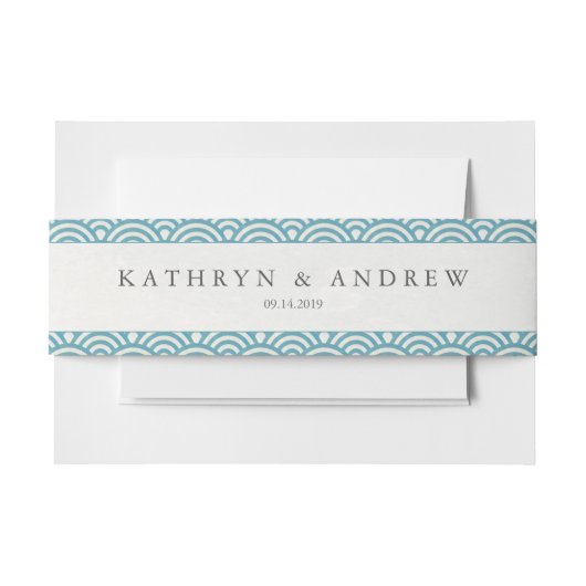 西日本の海波シモダンーブルーグリーン 招待状ベリーバンド (正面例)