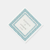 西日本の海波ブルーエレガントグリーン スタンダードカクテルナプキン (角)